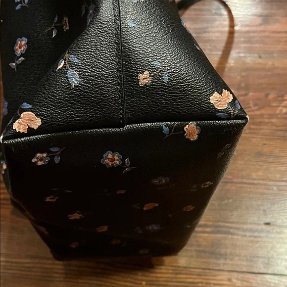 Coach Black Floral Leather Tote - Picture 4 of 5